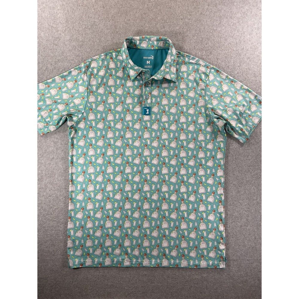 Bogey Bros Mens Tequila Golf Polo Shirt Teal Short Sleeve Performance M 1079
